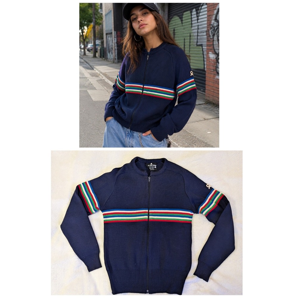 Vintage Demetre Pure Virgin Wool Zip-Up Sweater Large, retro streetwear